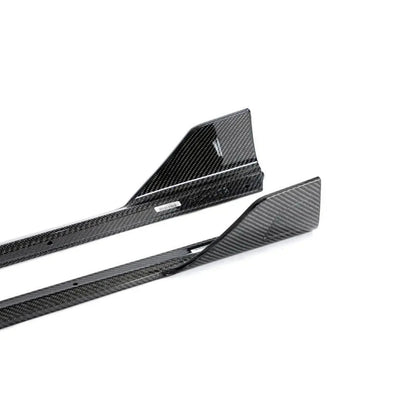 BMW G20 3 Series M Sport DTM Style Carbon Fiber Side Skirt Extensions Close up