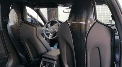 BMW F80 M3 & F82 M4 Carbon Fiber Seat Back Covers (2015–2020) - JGMODS - Interior